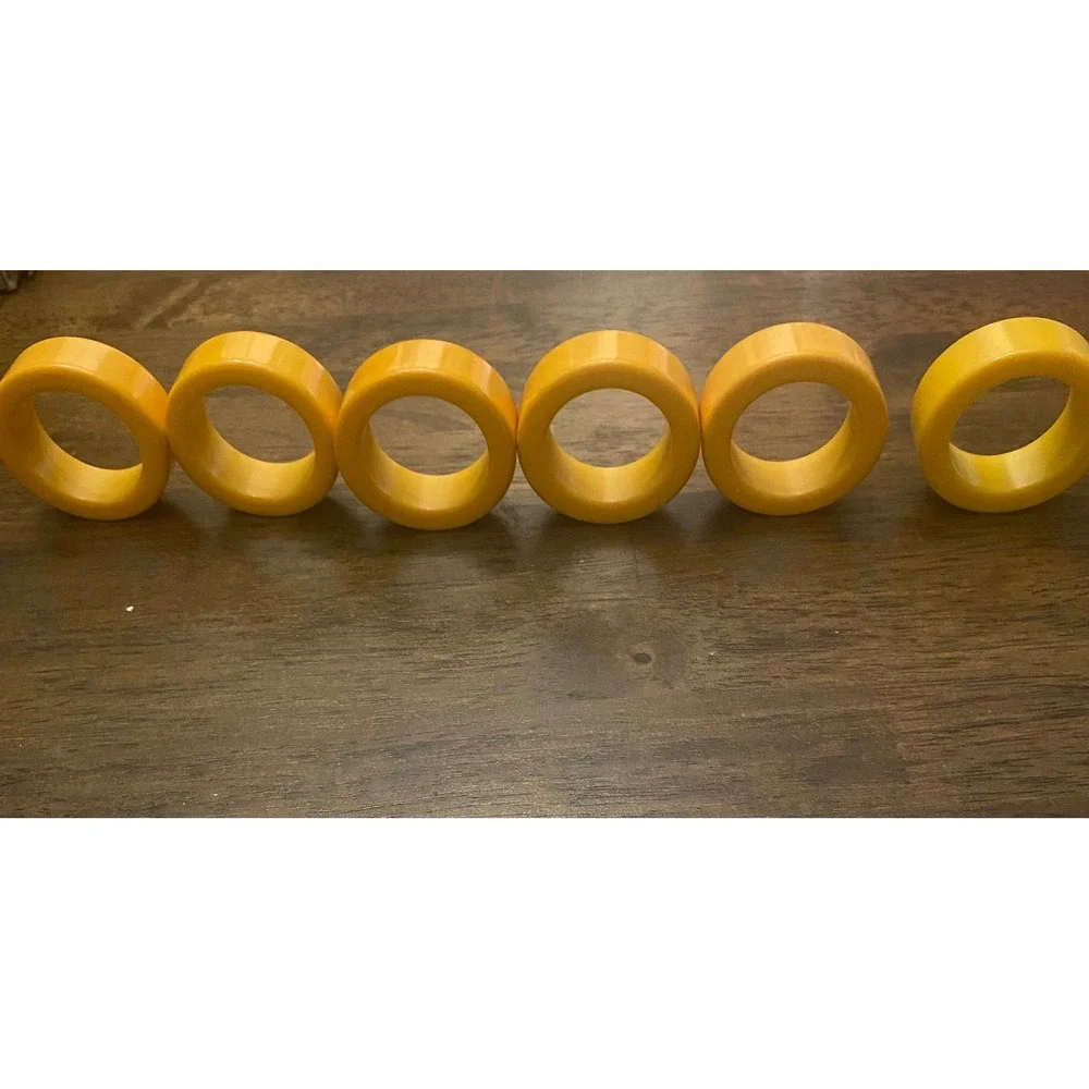 Vintage Butterscotch Bakelite Napkin Rings Set of 6 Chunky Yellow Retro MCM